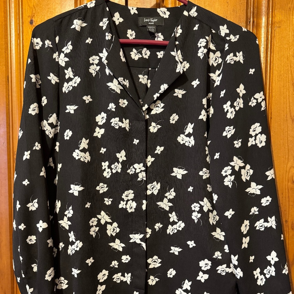 Black and White Floral Blouse